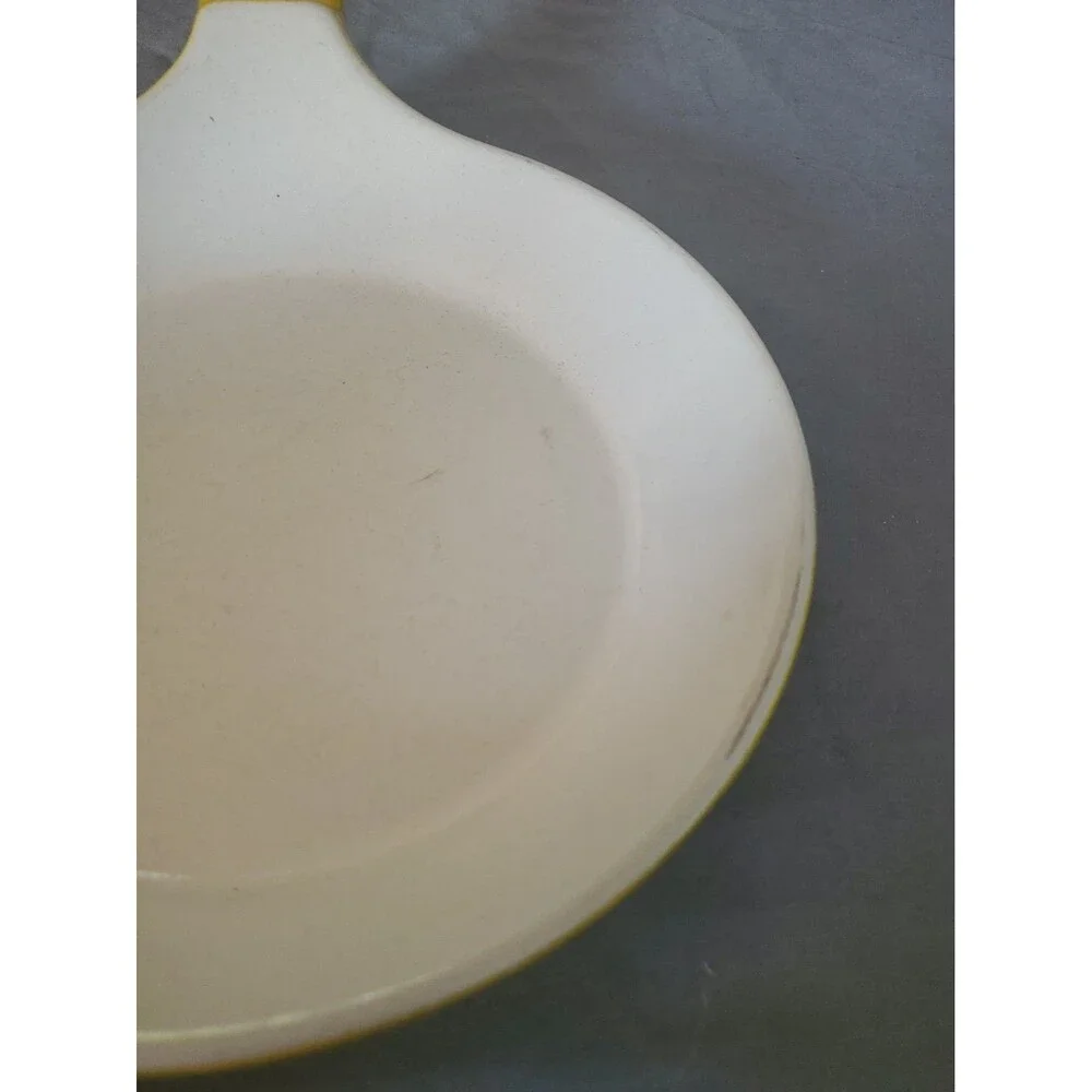 Copco Denmark Cast Iron Skillet Fry Pan Yellow White Enamel Cookware MCM 7.5